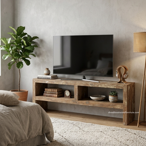 Mesa Consola de Madera de Teca Rústica, Ecológica, Hecha a Mano, Duradera, con Almacenamiento, para Sala de Estar, Entrada, Apartamento, Hotel, Mueble para el Hogar - Product Image 3