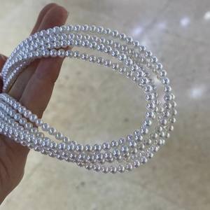 Collar de Perlas de Agua Dulce Naturales de 3-4 mm, S925, Luz Intensa, Cuentas Redondas, Plata Pura - Product Image 4