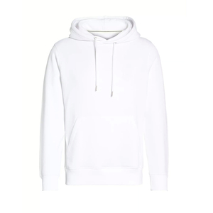 Men's White Hooded <b>Sweatshirt</b> Regular Fit Fleece Casual Pullover With Front Pocket Autumn Wear - Product Image 2