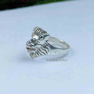 Anillo de declaración hecho a mano con diseño de cara de Tigre, ajuste de bisel de plata de ley 925 sólida para hombre al por mayor, regalo de boda perfecto para mujer - Product Image 4