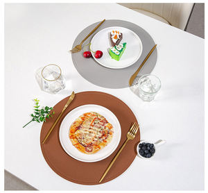 <b>Top</b> Selling Luxury Faux PU Leather Placemat Wipeable Handmade <b>Festive</b> Events Homes Modern Customized Rounded Coffee Dining Table - Product Image 6