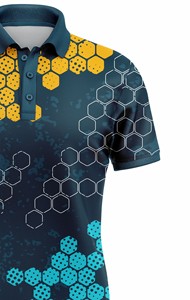 Corex Men's Short Sleeve Polo <b>Shirt</b> <b>Geometric</b> Honeycomb Print Quick Dry Polyester Casual Sport Wear - Product Image 5