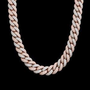 Collier chaîne à maillons unisexe en or rose 18 carats plaqué or, micro-pavé double, serti de diamants Moissanite, prix de gros - Product Image 1