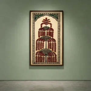 Handmade Traditional Wall Art <b>Frame</b> | Ethnic Floral <b>Painting</b> <b>for</b> Home Decor | Vintage Wooden Framed Artwork - Product Image 4
