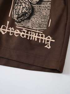 Shorts de basketball pour hommes avec motif papillon et lettres, taille élastique, tissu tricoté en polyester, fermeture à cordon de serrage - Product Image 5