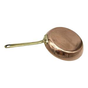 Poêle à frire traditionnelle en cuivre avec poignée en laiton, poêle martelée à la main pour la cuisson, le service et l'usage décoratif en cuisine - Product Image 1