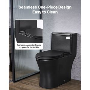 Monopezzo a vortice allungato doppio sciacquone 1.0/1.28 GPF comodo sedile da bagno Design con gonna da 12 pollici - Product Image 2