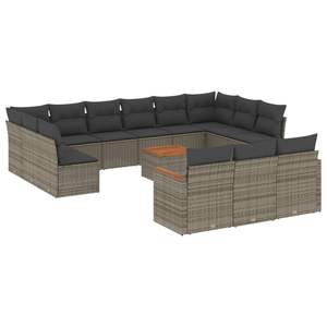 Gray Garden <b>Sofa</b> <b>Set</b> With Cushions UV Resistant PE Rattan Outdoor Furniture Contemporary Design Durable - Product Image 2