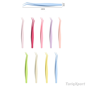 Applicateur de faux cils DIY, pince à épiler incurvée en acier inoxydable à pointe fine pour cils en grappe ou en bande - Product Image 4