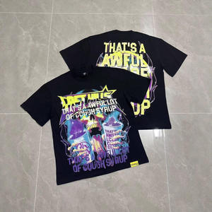 เสื้อยืดคอกลมแขนสั้นผ้าฝ้ายสีดำสำหรับผู้ชายพร้อมพิมพ์ลายตัวอักษรเสื้อยืดลำลองทรงพอดีตัว - Product Image 3