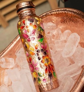 Handmade Pure Copper Drinking <b>Bottle</b> 1L Leak Proof Ayurveda Health Benefits Water Storage Eco Friendly Reusable Travel <b>Flask</b> - Product Image 6