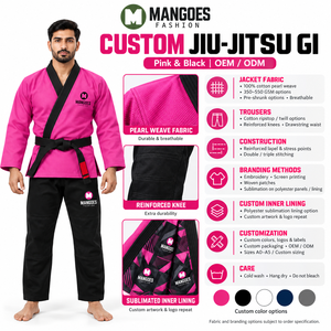 Kimono de Jiu-Jitsu Unisexe Haut de Gamme en Tissu Perlé 140g, Coton Pré-rétréci Anti-bactérien, Vente en Gros, Logo Personnalisé, Entraînement - Product Image 6