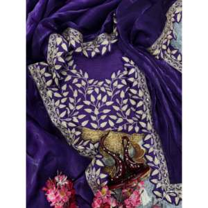 Sari de soirée de créateur avec broderie de paillettes et bordure en dentelle - Product Image 2