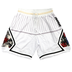 Trazche Men's White Mesh Basketball Shorts Floral Drawstring Sporty Style Mid Waist Breathable Short Shorts Manufacturer - Product Image 1
