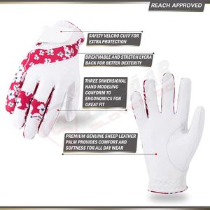 Women Patchwork Flower-Printings All-Season Synthetic Leather Touchscreen Gardening <b>Gloves</b> With Grain-Leather For <b>Working</b> - Product Image 2