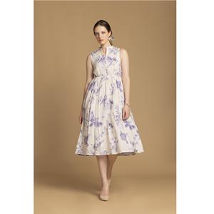 Elegante Vestido Blanco con Estampado Floral, Corte Evase, para Fiestas, para Mujer, para Ocasiones Formales, Disponible a Precio de Mayoreo Razonable - Product Image 1