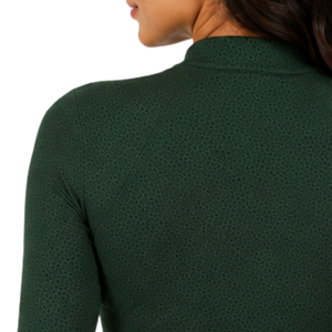Chemise de base pour l'équitation pour femme, vert forêt, manches longues, col zippé, extensible, respirante, haute performance - Product Image 6