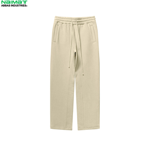 Pantalon de jogging pour homme à taille large côtelée, coupe classique, en mélange de coton épais et rembourré, vêtement chaud d'extérieur - Product Image 1