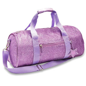 Sac de sport violet à paillettes avec logo Cheer et breloque étoile, fermeture éclair frontale, pour équipement de danse d'enfants, conception personnalisée, vente en gros pour la cheerleading - Product Image 3