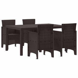 Juego de comedor de jardín de ratán marrón de 5 piezas, muebles de jardín Polytropic - Product Image 1