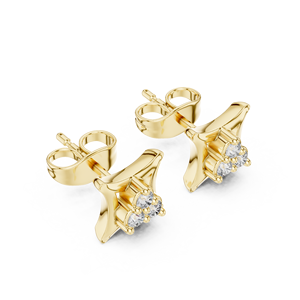 Pendientes Clásicos de Oro Amarillo de 14K y 18K con Forma de Cometa, Tres Piedras, Corte Redondo, Diamante Cultivado en Laboratorio de 0.13CT DEF VVS, Joyería Nupcial ODM - Product Image 4