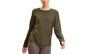 Fall womens casual polyester <b>long</b> <b>sleeve</b> tshirt solid color loose fit custom logo <b>base</b> <b>layer</b> group activity top - Product Image 2