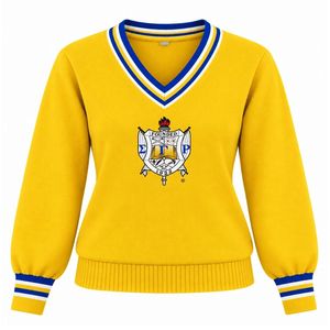 เสื้อสเวตเตอร์คอวีสำหรับผู้หญิง แบบถักสั่งทำพิเศษ แขนยาว ดีไซน์ตัวอักษรแบบกำหนดเอง แต่งขอบยางยืดตัดกัน สไตล์ลำลองแบบนักศึกษา - Product Image 1