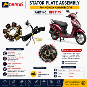 Ensemble de plaque de bobine de stator Honda Aviator, ancien modèle, qualité export, pour pièces détachées de deux-roues, Inde, Orado - Product Image 3