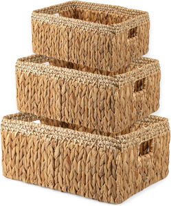Panier de rangement tressé à la main, petits paniers tissés, décoration bohème pour salon, organisation de la maison, en jacinthe d'eau naturelle et jonc de mer - Product Image 1