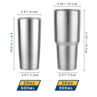 Mug de voyage isotherme à double paroi en acier inoxydable 20oz 30oz Tasse de camping