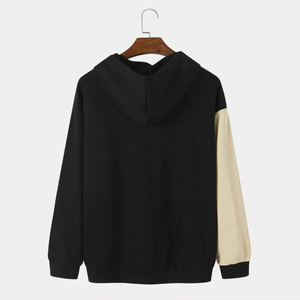 เสื้อฮู้ดผ้าฟลีซแขนราแกลนระบายอากาศได้ดี สีสันตัดกัน ทรงโอเวอร์ไซส์ ยูนิเซ็กส์ ผ้าฝ้ายพิมพ์ลายกุหลาบ สวมใส่สบายในฤดูหนาว สีดำ สีน้ำเงิน - Product Image 6