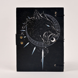 Mystic Wolf Journal | Printed Cardboard Hardcover <b>Notebook</b> | Fantasy Wolf Spirit Diary | 200 White Pages | 7x5 - Product Image 2