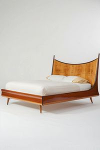 Cama de Madera de Teca Sólida de Estilo Moderno de Mediados de Siglo, con Cabecera Curva de Madera - Product Image 2