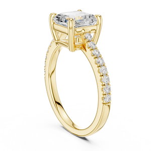 แหวนเพชรทรง Asscher แบบฝังหนามเตย ได้รับการรับรองจาก GRA เพชรเพาะเลี้ยงในห้องปฏิบัติการ ตัวเรือนทองคำแท้ 14K สีเหลืองทอง ราคาสมเหตุสมผล - Product Image 3