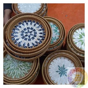 ตะกร้าหวายฝังมุก งานแฮนด์เมด ถาดตกแต่ง ของขวัญสำหรับตกแต่งบ้าน บูติก รีสอร์ท โรงแรม และร้านค้าปลีก - Product Image 5
