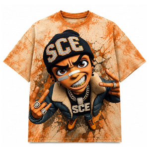 Camiseta de Manga Corta con Estampado Tie Dye, Cuello Redondo, Estilo Urbano, Diseño de Personajes, Corte Regular, 100% Poliéster - Product Image 2