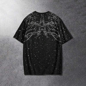 เสื้อยืดแฟชั่น Y2K สำหรับผู้ชาย พิมพ์ลายเต็มตัว ประดับด้วยคริสตัล  ผ้าคอตตอนหนา 100% เสื้อยืดลายกราฟิก - Product Image 4
