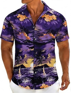 Camisa de verano para hombre, camisa de playa con estampado tropical y botones de manga corta - Product Image 4