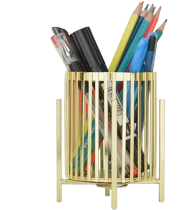 Porte-stylos et porte-crayons en métal, design unique et élégant, supports de bureau et scolaires, finition or rose, porte-stylos métallique filaire - Product Image 1