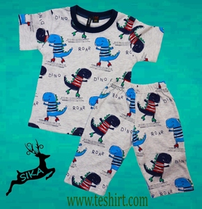Ensemble de vêtements pour bébé en deux pièces, 100% coton, unisexe, manches courtes, bio-wash, 180g, TEE, shorts, OEM, directement de l'usine de Tirupur, Inde - Product Image 5