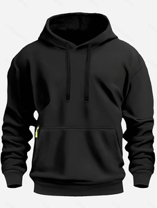 <b>Men's</b> Khaki Hooded Sweatshirt Regular Fit French Terry Cotton Casual Autumn Wear Pocket Design Breathable Knitted Hoodie - Product Image 4