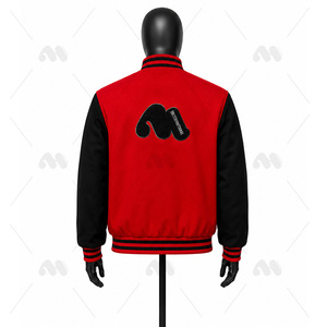 Custom Logo High-Quality <b>Varsity</b> <b>Jackets</b> <b>Vintage</b> Washed Tan Canvas Embroidered Logos Wool Leather Sportswear Factory Price - Product Image 4