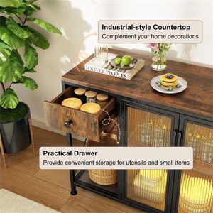 Tavolo da Bar Rustico Marrone con Cassetto Portaoggetti e Presa di Corrente LED RGB - Product Image 5