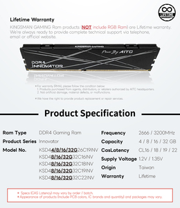 Kingsman aitc หน่วยความจำแรม DDR4สีดำ, หน่วยความจำ Udimm 8GB 3200MHz สำหรับเล่นเกมเดสก์ท็อปพีซีรับประกันตลอดอายุการใช้งาน - Product Image 5