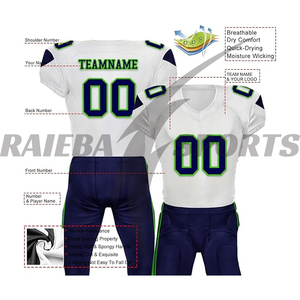 Uniforme de Fútbol Americano Sublimado de Diseño Personalizado, Tela Elástica en Cuatro Direcciones de Primera Calidad que Absorbe el Sudor, Ropa Deportiva para Equipos de Fútbol Americano - Product Image 4