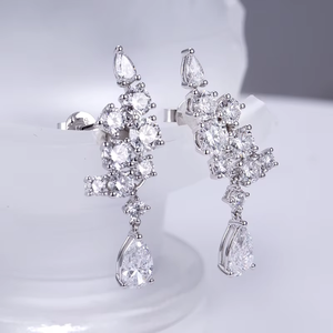 Silver Diamond <b>Stud</b> <b>Earrings</b> Round Brilliant Cut Women's Minimalist Everyday Wear Lab G Color - Product Image 1