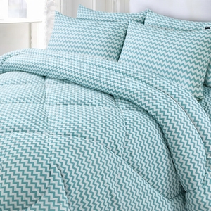 Juego de Edredón Moderno Reversible con Estampado Chevron, 100% Mezcla de Algodón T-150, Transpirable para Todas las Estaciones, Uso Doméstico - Product Image 4