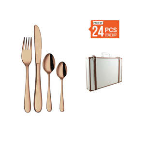 Juego de cubiertos de acero inoxidable de 24 piezas, cuchara de té de 6 piezas, cuchara de postre de 6 piezas, tenedor de postre de 6 piezas, utensilios de cuchillo de postre de 6 piezas - Product Image 1