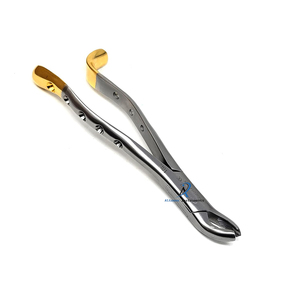 Forceps d'extraction dentaire 18R, manche doré, pointes dentelées, acier inoxydable, pour l'extraction des premiers et deuxième molaires supérieures droites - Product Image 4