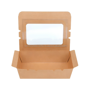 Kraft Takeaway Food <b>Box</b> with Window Custom Packaging for Salad <b>Bakery</b> Deli Restaurant - Product Image 5